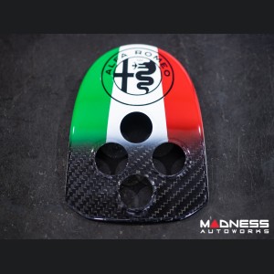 Alfa Romeo 4C Central MTA Control Cover - Carbon Fiber - Italian Theme + Alfa Romeo Badge - V2